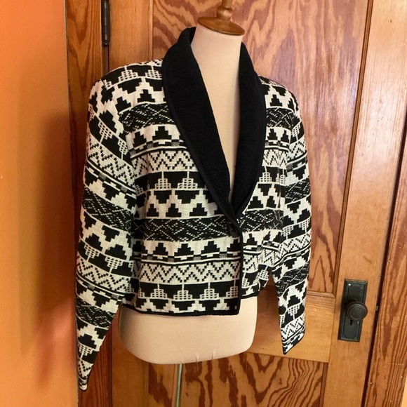 Vtg 90s New Identity southwestern tapestry cropped jacket - Picture 5 of 7